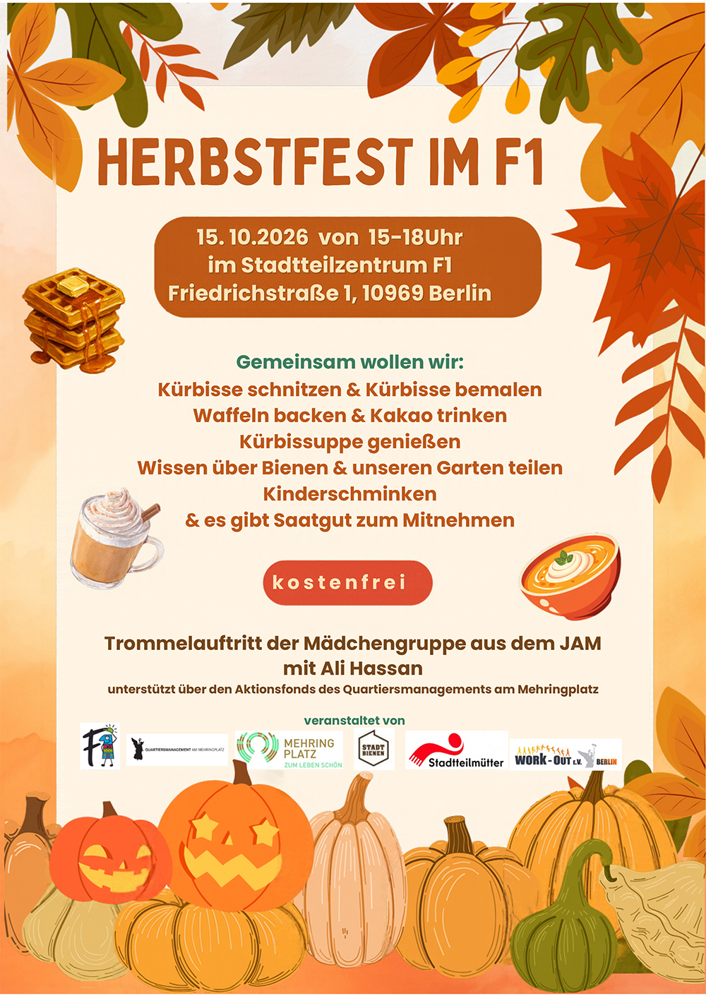 Trommelauftritt der Mädchengruppe aus dem JAM mit Ali Hassan